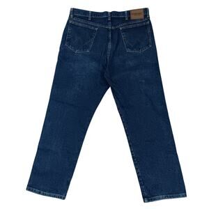 Wrangler Rugged Wear Jeans Mens 36X30 Dark Blue Relaxed Straight Work Casual